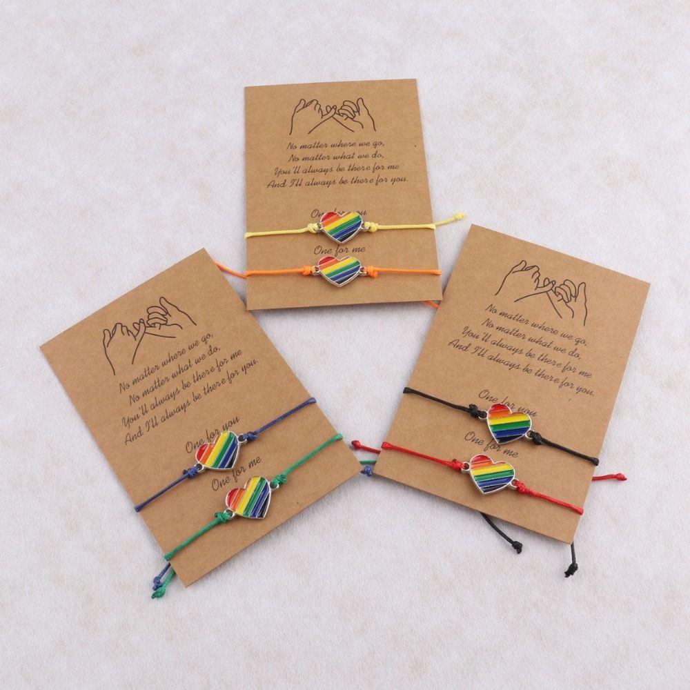 6Pcs Boho Couple Prided Bracelet Colorful Friendship Braided Rope  Pride Month