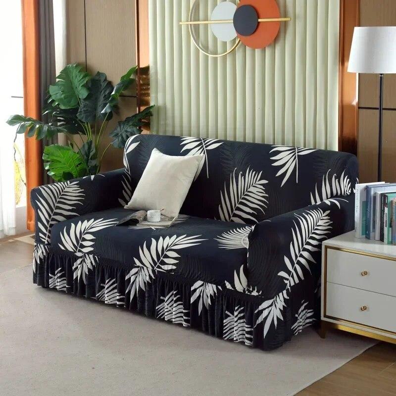 Modern Atmosphere Feeling Skirt Edge Sofa Cover Fabric Full Coverage Elastic Sofa Cover Sofa Anti-skid  Dustproof Cover