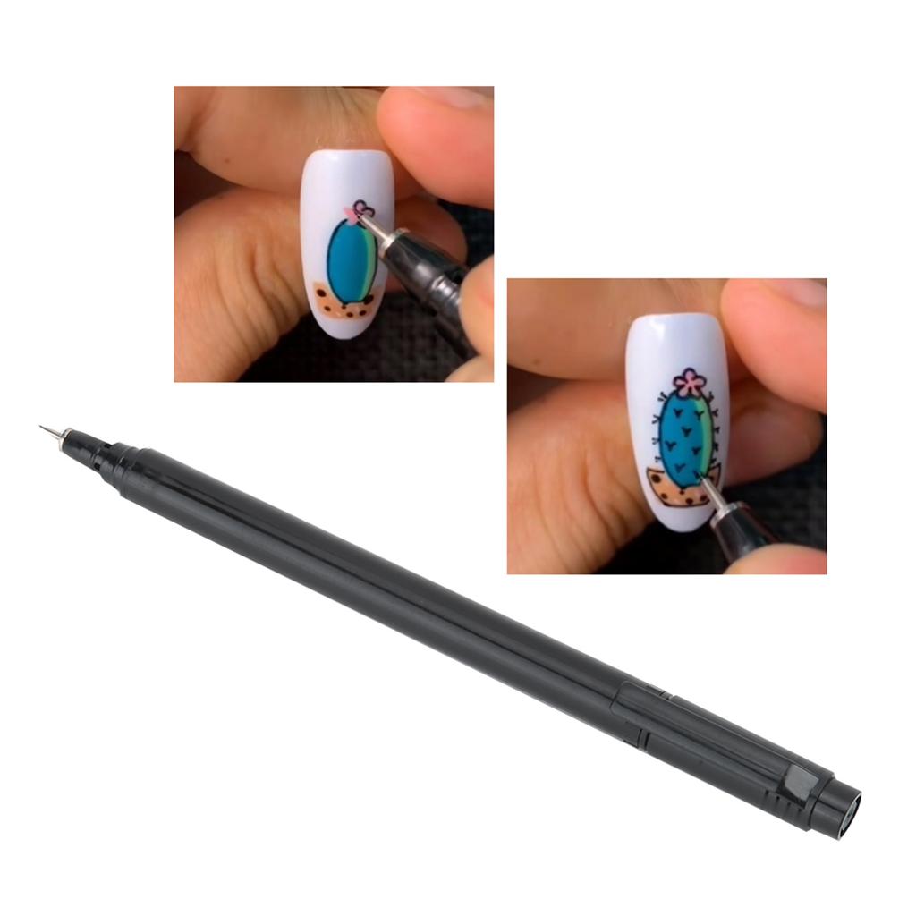 Professional Portable Nail Graffiti Pen DIY Flower Pattern Nail Painting Drawing Pen BlackBlack