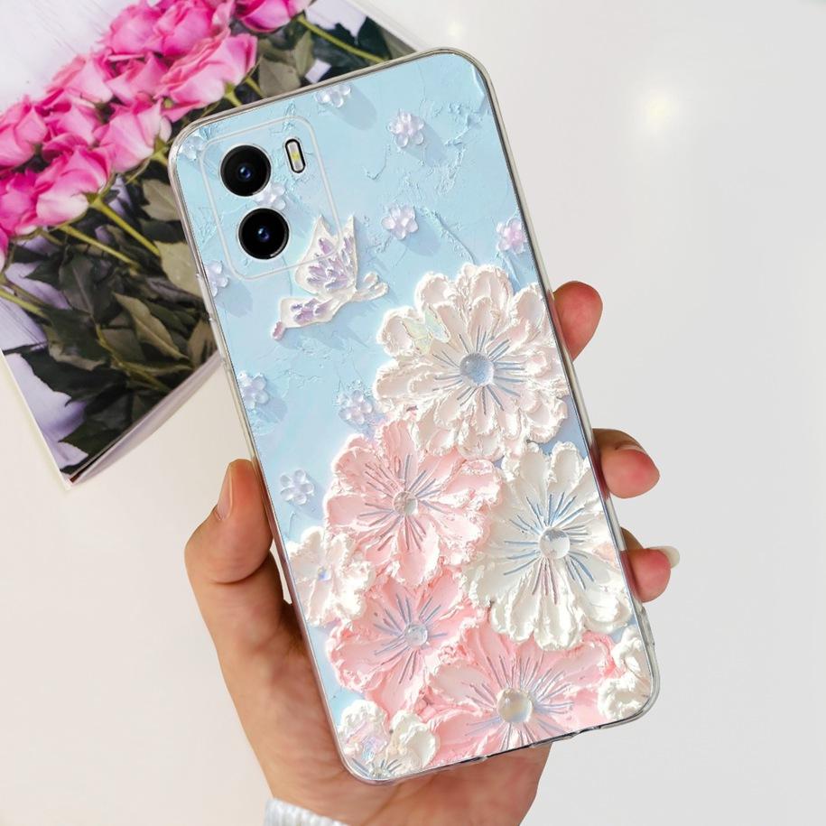 For Vivo Y15s Y15A Y15C Case V2134 V2120 V2147 V2139 Popular Flower Slim Soft Silicone Clear Back Cover For Vivo Y01 V2166 Funda