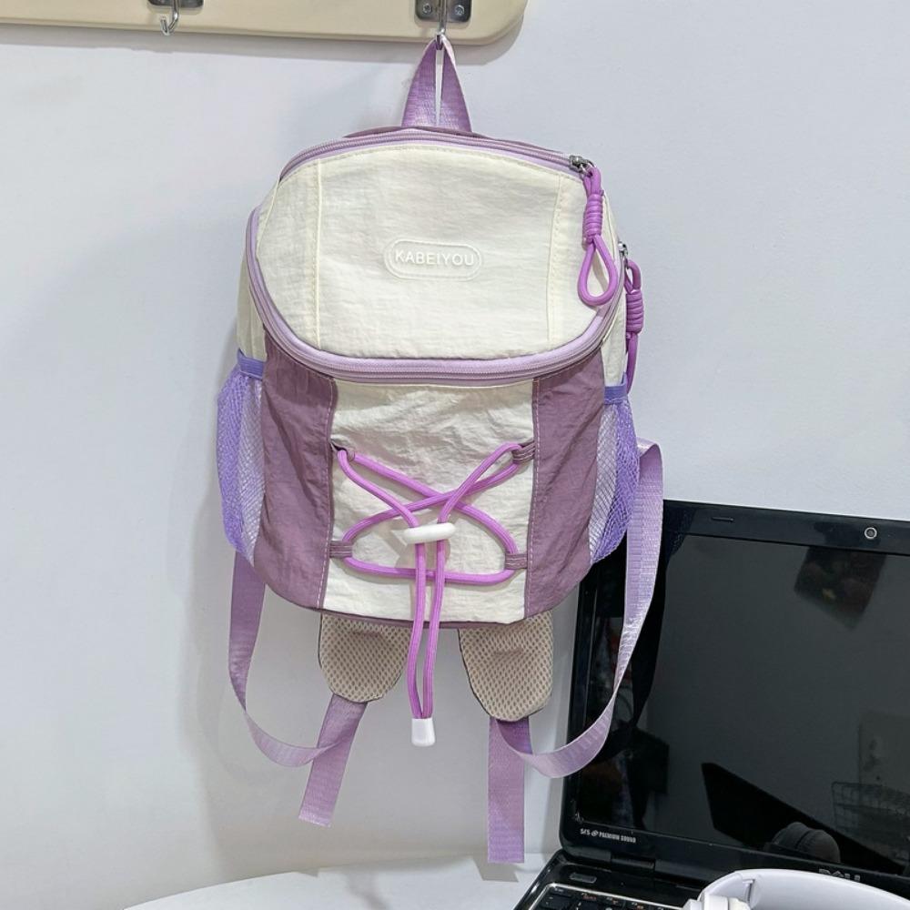 

Y2k Women Harajuku Backpack Contrast Color Student Schoolbag Drawstring Backpack Daily Outgoing фіолетовий