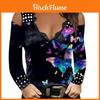 Street Style T Shirt With Floral Print And Long Sleeves For Women