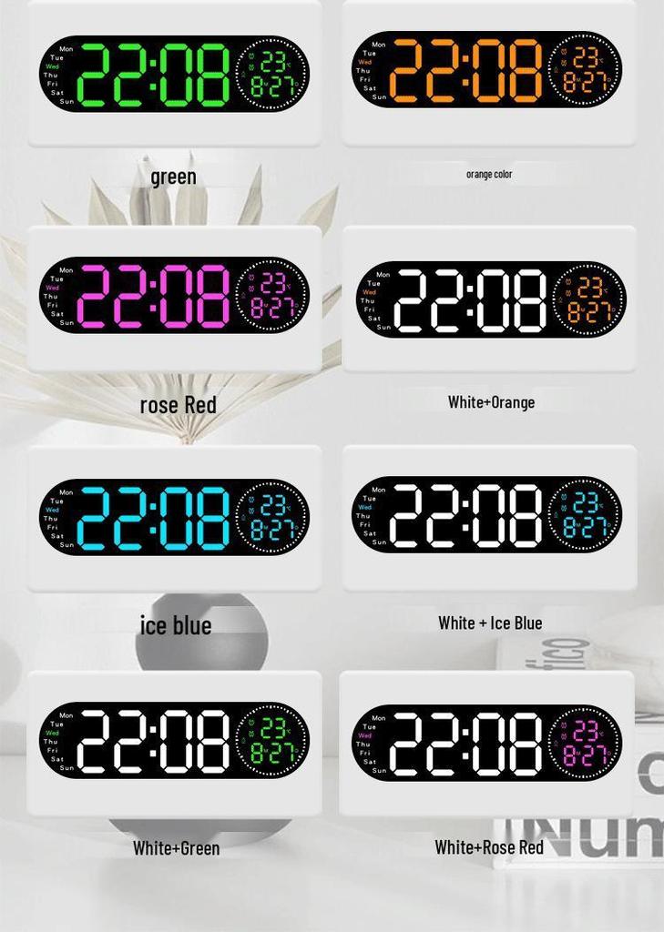 RGB LED Digital Wall Clock - Large Screen, Color Changing, Multifunctional for Living Room