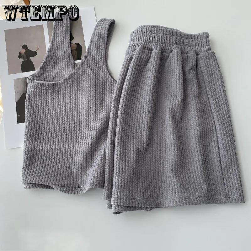 WTEMPO Sleeveless Classic Women's Matching Set Casual Summer Top and Shorts Set for Women Tracksuit Two-piece Suit Female Pajamas Matching Set