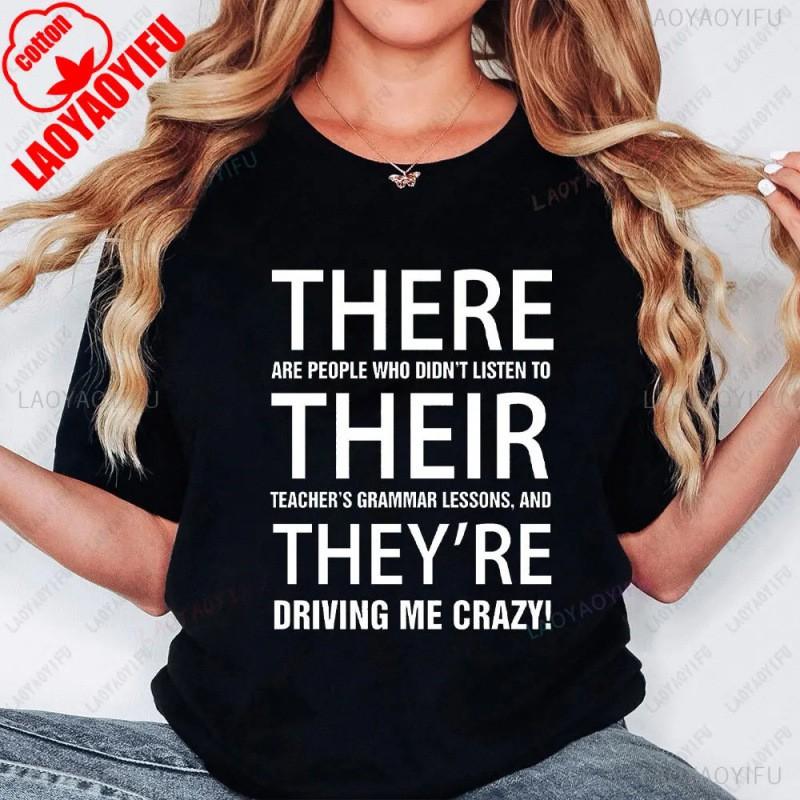 Mens Cotton Graphic T-Shirt English Teachers Streetwear Casual Tee