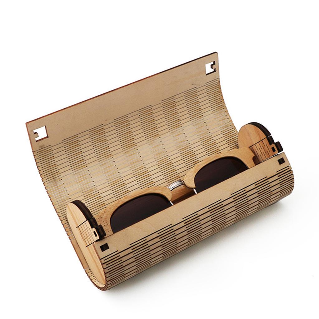 Wood Hard Glasses Case for Sunglasses and Eyeglasses Vintage Hollowed Practical Eyewear Holder Glasses Box Easy to Carry