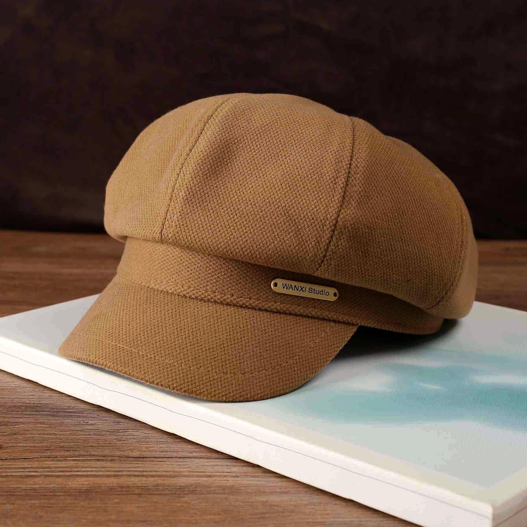 

Новая шляпа для женщин, ретро, универсальная, с надписями, восьмиугольная шляпа, зимняя, для улицы, большой обхват головы, подчеркивающая лицо, маленький берет, трендовая average size