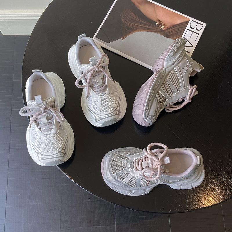 Trendy Pink Platform Dad Shoes Season Thin Breathable Soft-soled Sneakers
