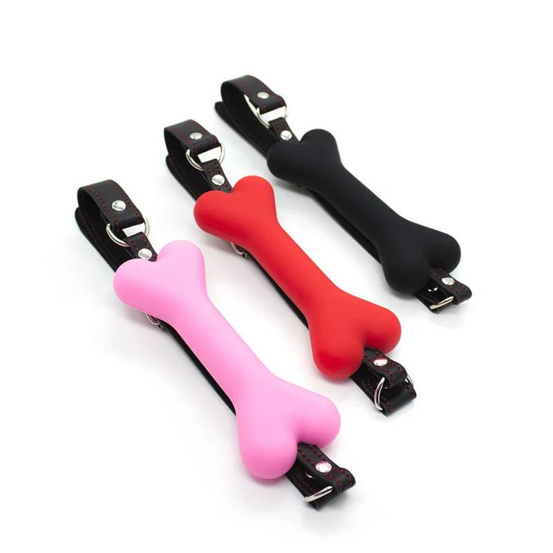 Soft Harness Mouth Silicone Dog Bone Ball Gag Open Mouth Gag  Bondage Slave Gag Sex Products Sm  Sex Toys for Women