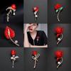High-End Rose Red Chinese Flower Brooch: Classical Pin for Women's Qipao & Coat Accessories