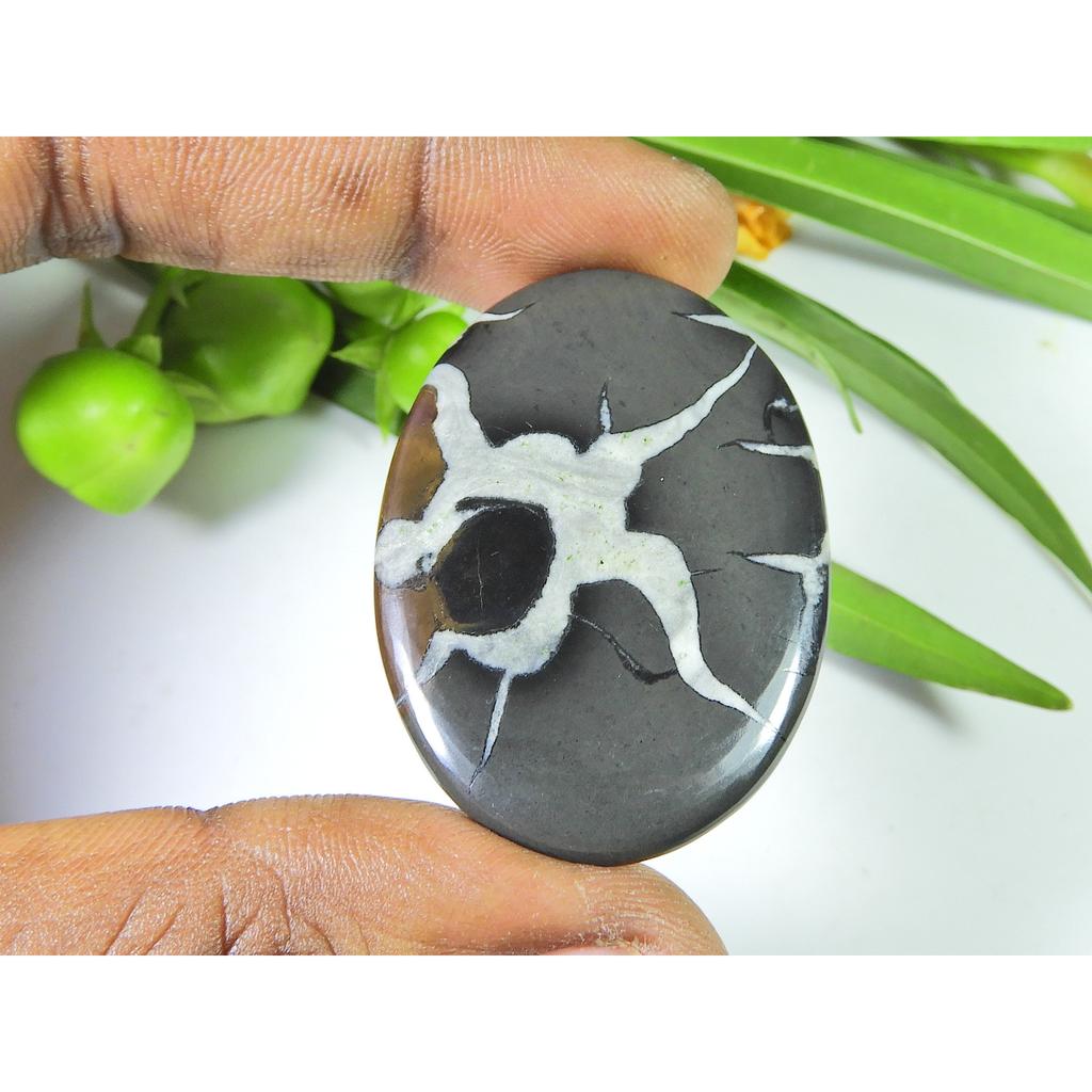 AAA Natural Septarian Jewelry Making Oval Black Crytsal Gemstone 30X43X03MM SK-860
