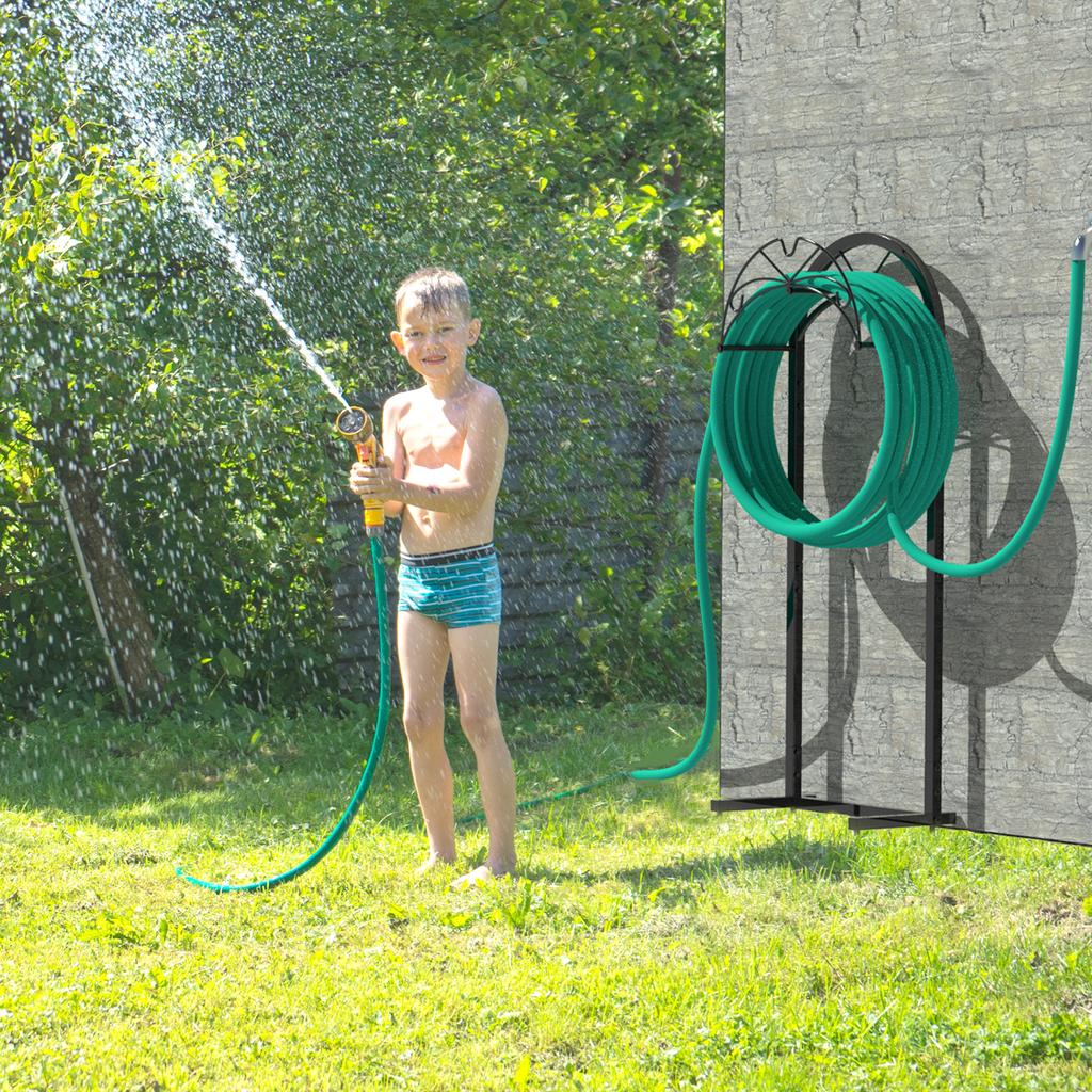 150ft No-Drilling Freestanding Hose Holder | Rust-Proof Storage Rack with 4 Spikes Outdoor Garden Hanger