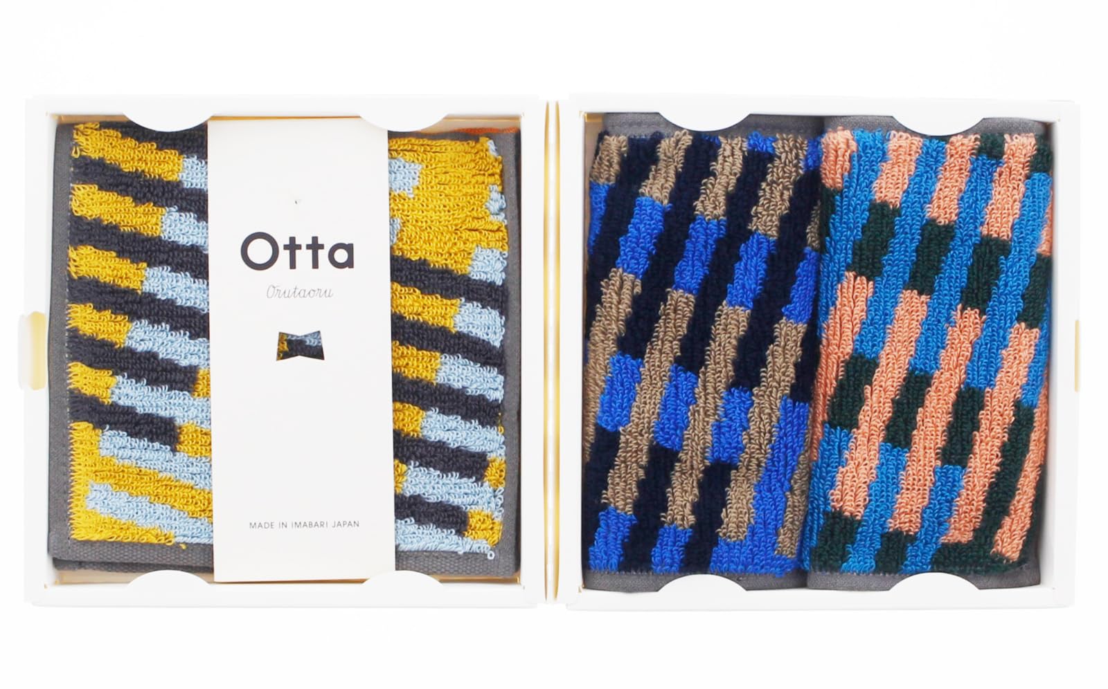 

Tanaka Sangyo Imabari Towel Towel Handkerchief Otta Half Towel Handkerchief Gift Set Set of 3 Same Pattern Made in Japan 25 x 23-55 (Green, Blue,