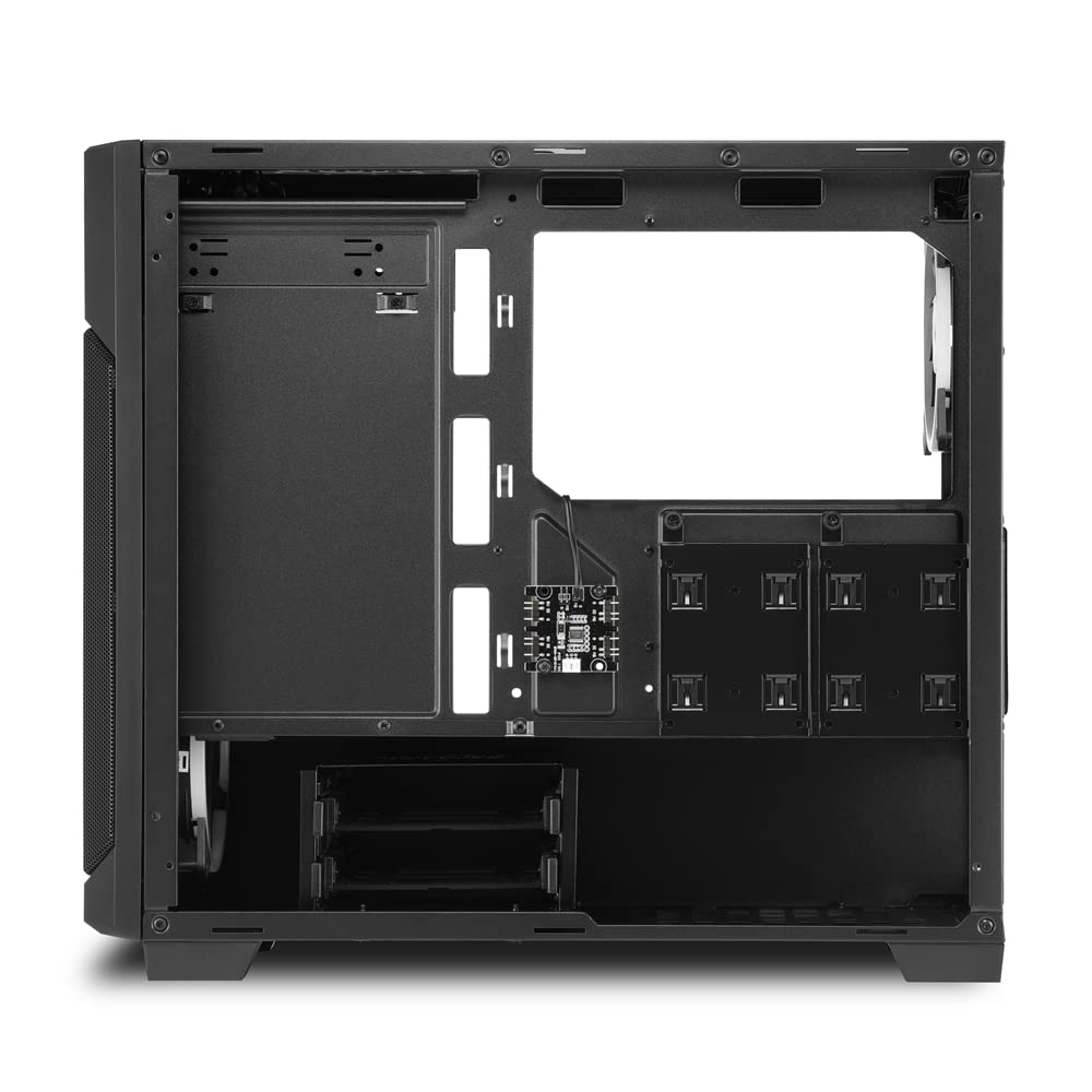 Sharkoon V1000W RGB Micro Tower PC Case, Micro-ATXMini-ITX Compatible, Features 3 X 120mm ARGB Fans, 1 X 5.25-inch Bay, Tempered Glass Side Panel,