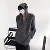 Men's Half-Zip Hooded Knitted Sweater: Autumn/Winter Retro Trend, High-End Style, Cozy and Heavyweight.