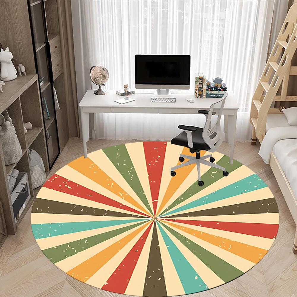 1pc Sunburst Colors Office Round Area Rug, Under Office Chairs Bedroom Living Room Home Decor, Room Deco