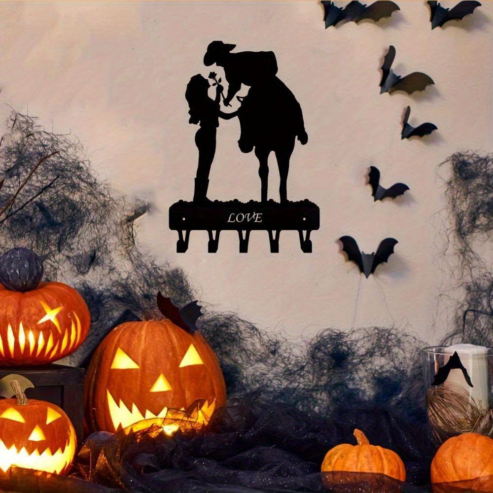 Wrought Iron Wall Mounted Coat Hook Key Holder Romantic Couple Forged Metal Art