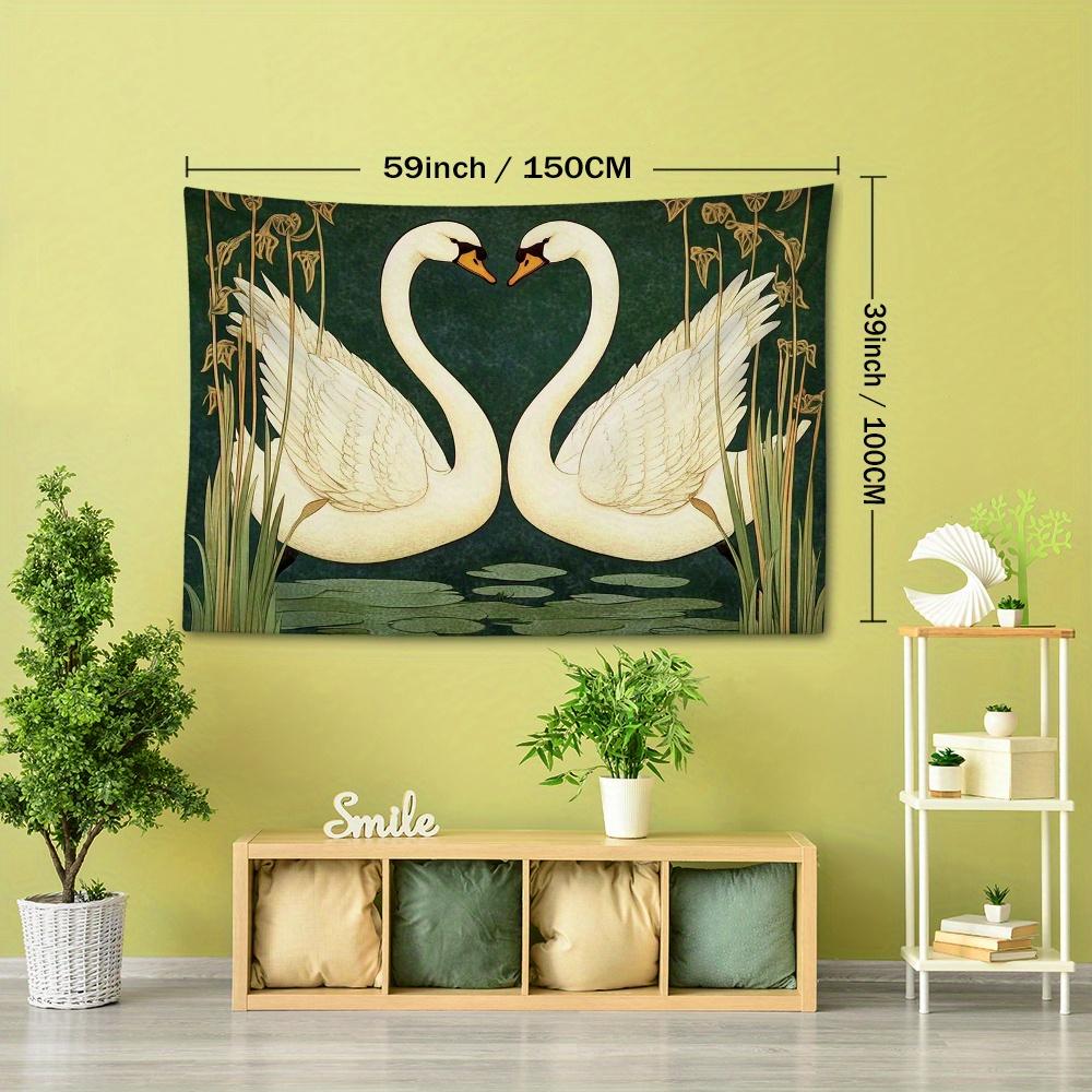 1pc Romantic Swan Pattern Tapestry, European Classic Style Bohemian Home Decor for Living Room or Bedroom, Holiday Gift with Free Installation Kit