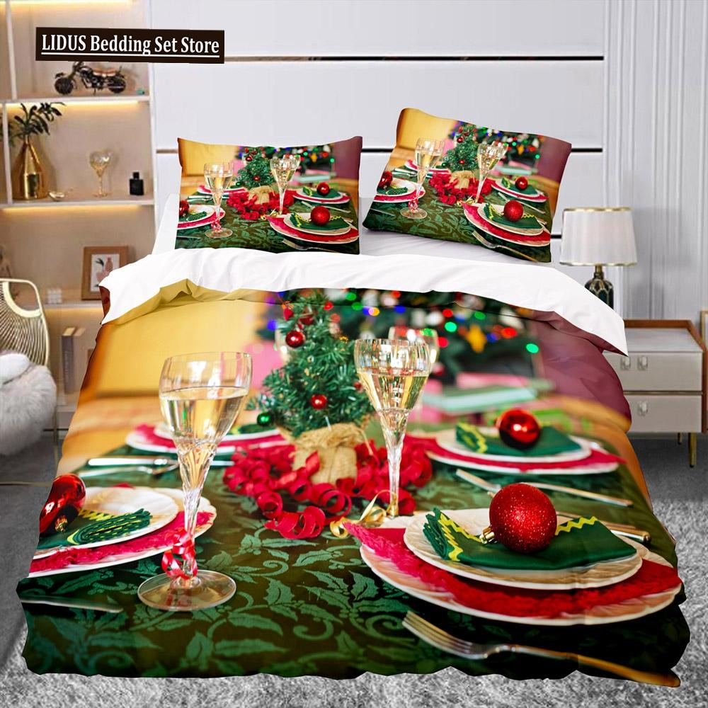 Christmas Gift Pattern Duvet Cover Set Comforter Cover For Kids Boys Girl Teen Polyester Bedding Set King Size With Pillowcases