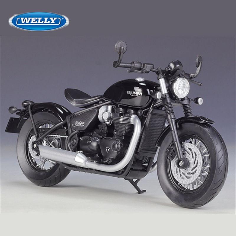 Welly 1/12 Scale Triumph Bonneville Bobber Alloy Miniature Motorcycle Model Toy Simulation Diecast Metal Children Toy Motorcycle Gift