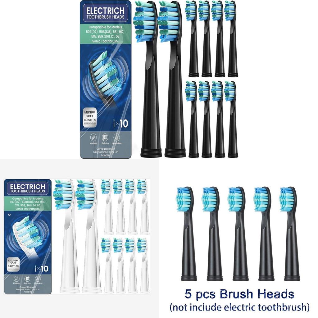 Electric Toothbrush Heads Set With Replacement Tips For Fairywill Fw-507/508/551/917/959 Series Oral Care