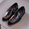 Zapatos de Cuero para Niños Niños Punta Fina Zapatos de Desfile Estudiante Niños Negro Slip-On Zapatos para Niño Pequeño Para Danza CSH1324