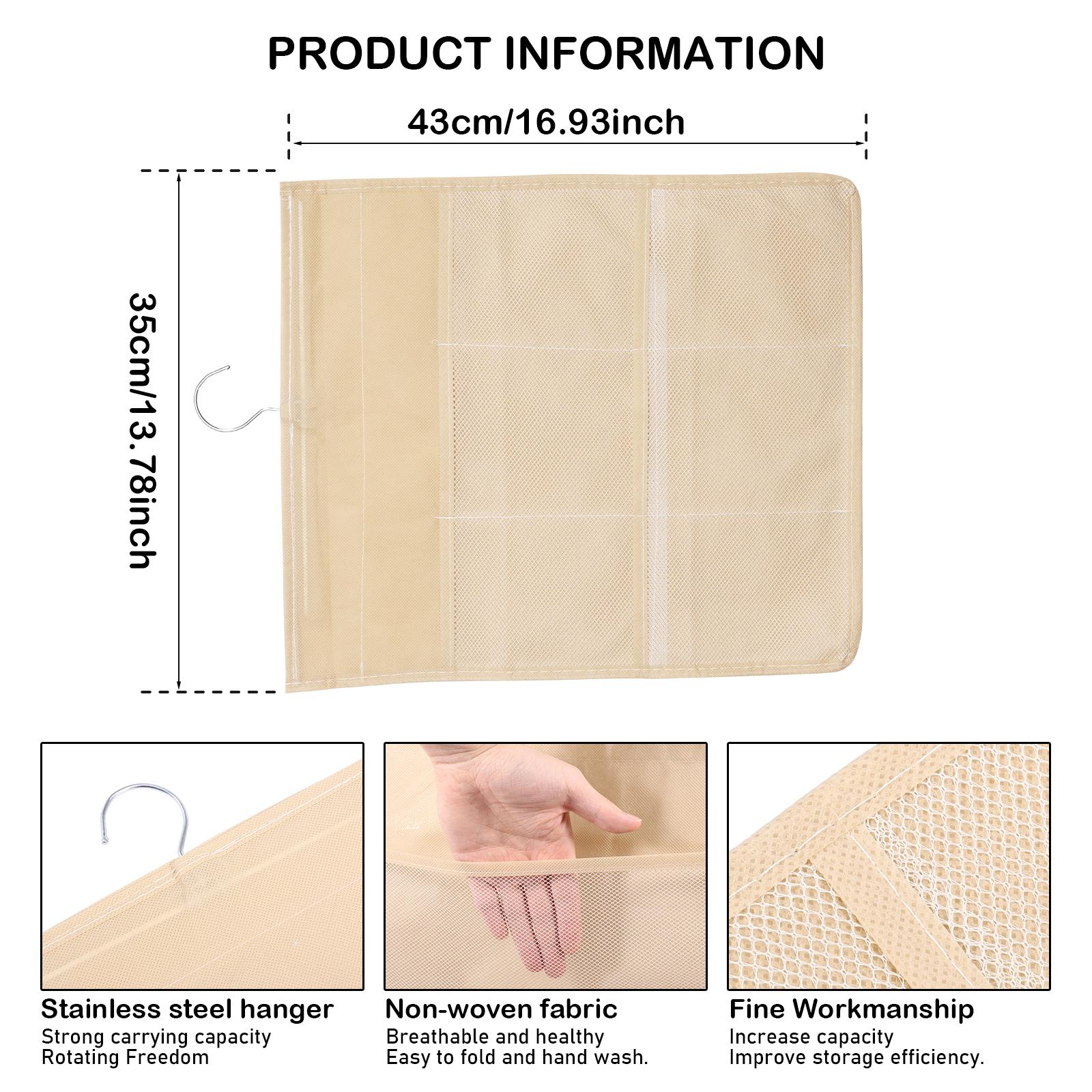 Hanging Closet Storage Bag Bra Underwear Socks Organiser Nonwoven Mesh Fabric Double Sided Grid Design for Wardrobe Daily Use 975₽