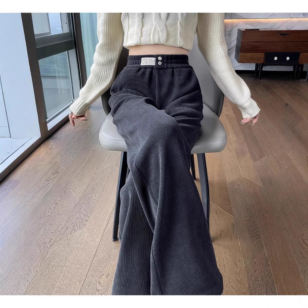 

Chenille High Waist Slimming Corduroy Wide Leg Pants 2024 Autumn/Winter Women s Casual Straight Fit XL