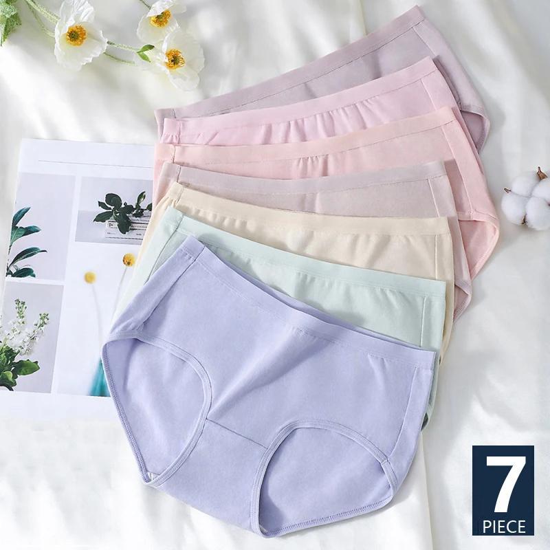 

7Pcs Cotton Women s Panties Breathable Underwear Seamless Girls Briefs Solid Panty Soft Underpants Sexy Low-Rise Female Lingerie XXL(65-75KG)&7PCS