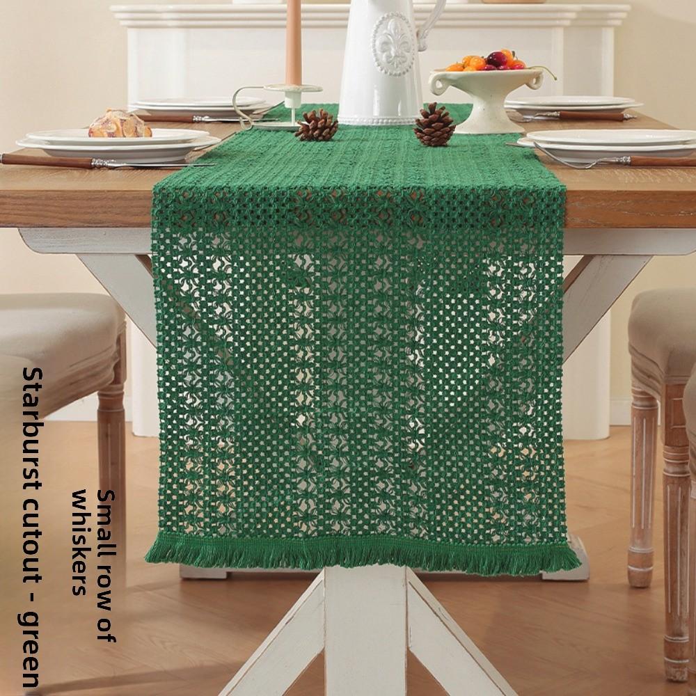 

Винтажная льняная хлопковая рождественская скатерть-дорожка в американском стиле, кружевное плетение, бахрома, праздничное украшение 35 * 120cm