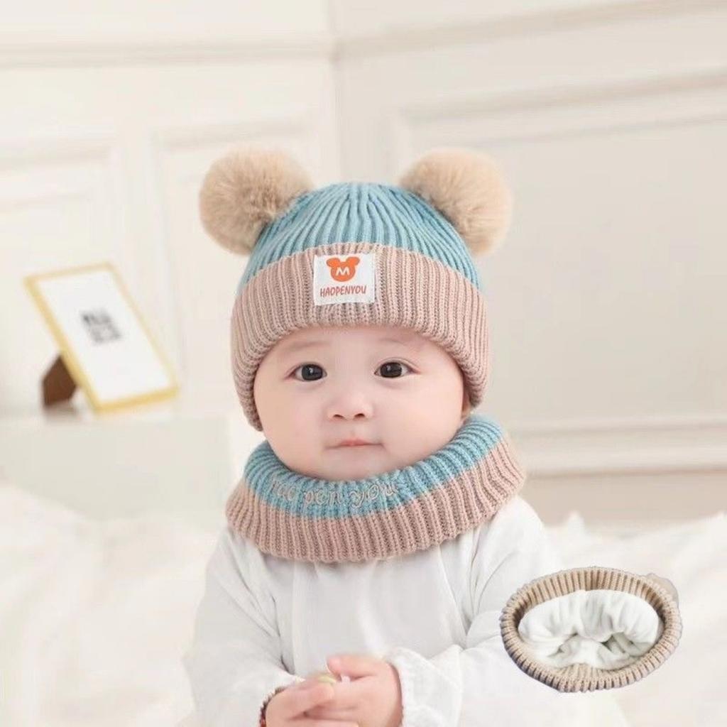 New Autumn and Winter Baby Ear Protection Hat, Warm and Cold Proof Hat, Comfortable Baby Double Ball Soft and Sticky Toe Cap