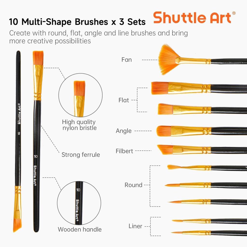Shuttle Art Acrylic Set with 15 Includes Wooden Canvas and and Perfect for and Tole Suitable for and Perfect for and Paints, 69-Piece Colors, Easel,