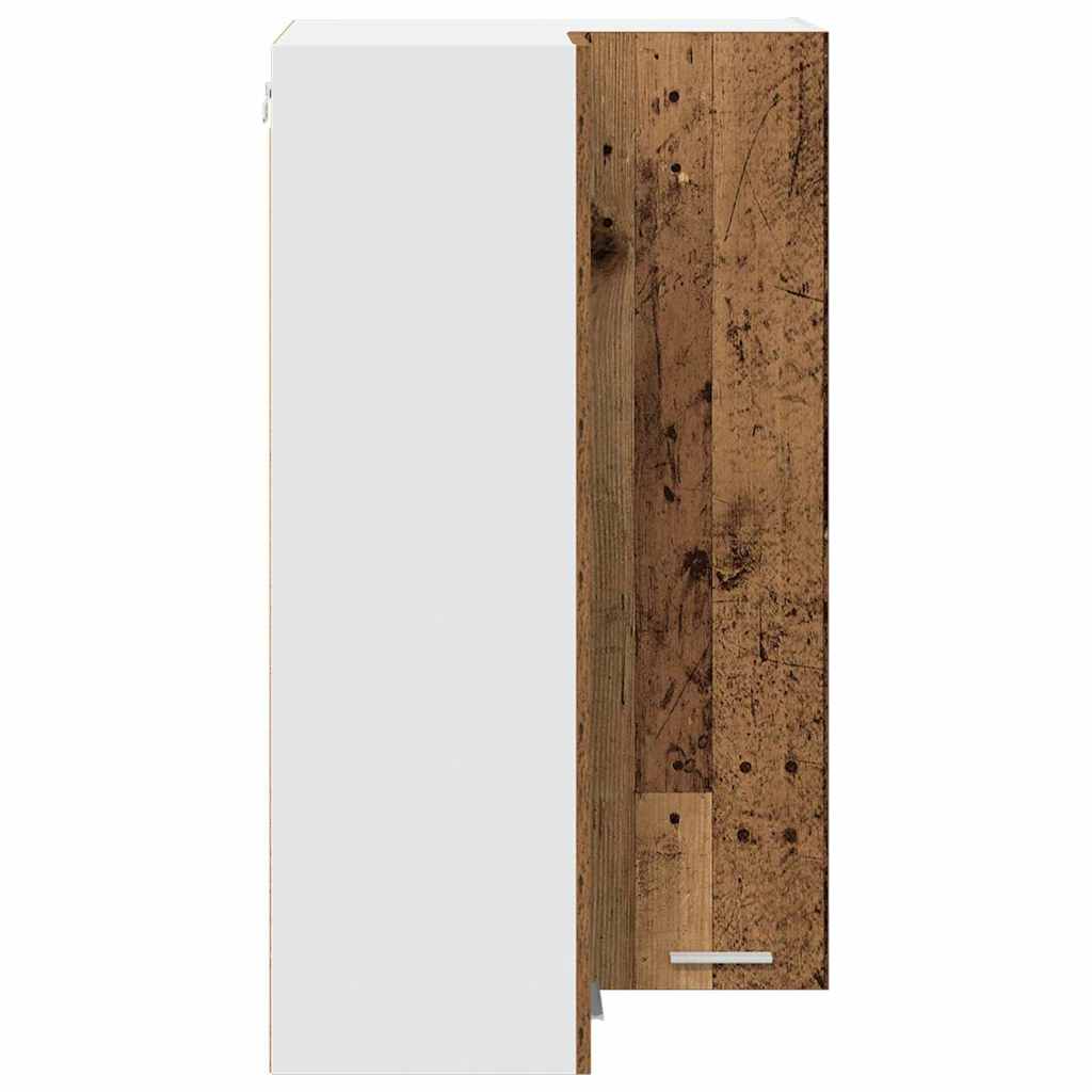 Hanging Corner Cabinet Vintage Wood & White 57 X 57 X 100 Cm Engineered Wood