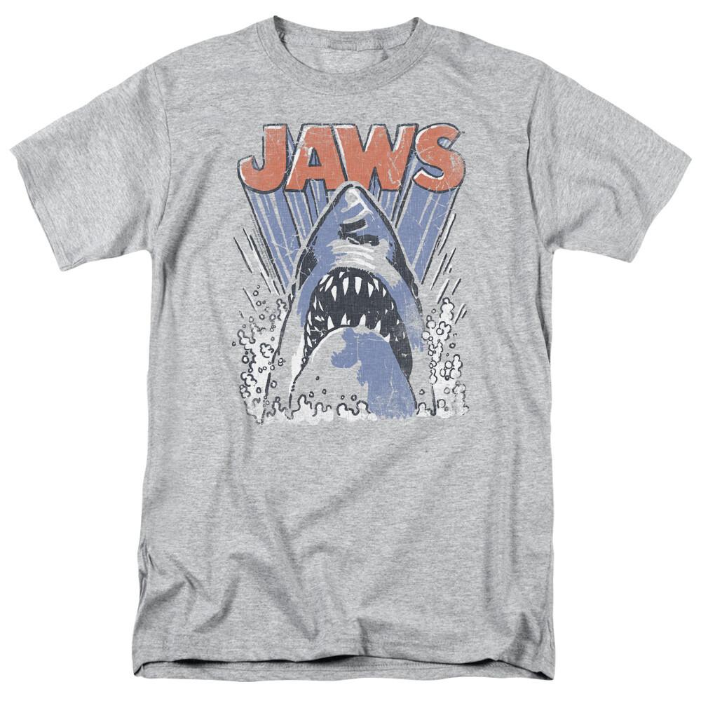 Jaws Comic Splash T Shirt Licensed Shark Movie Retro Tee Classic New Sport Grey L