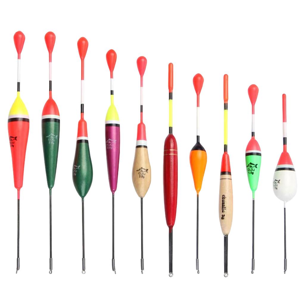 10Pcs Long Tail Fishing Float Set Oval Foam Fishing Float Wood Slip Fishing Bobbers Fishing Light Stick Float