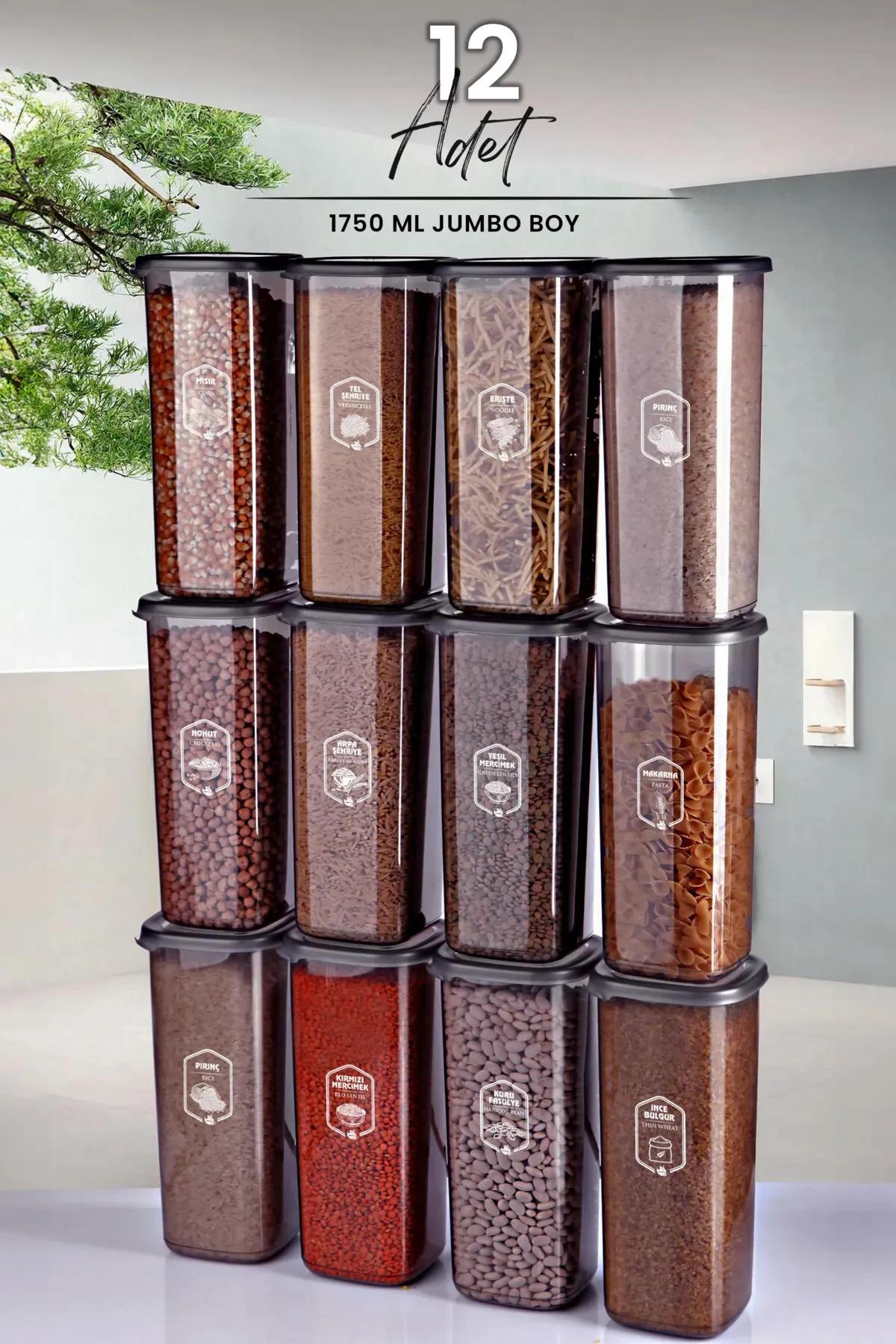 

Набор из 12 квадратных контейнеров для хранения пищевых продуктов Jumbo с маркировкой, 1750 мл, твердая обложка