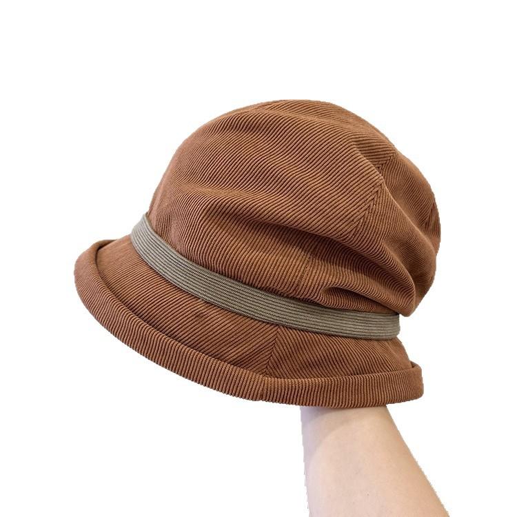 Autumn New Corduroy Fisherman Hat Korean Style Women's Fashion Versatile Pile Hat Warm Basin Hat Casual and Small Face