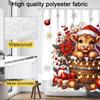 Christmas Highland Cow Shower Curtain Merry Christmas Home Bathroom Decorations Western Rustic Farmhouse Bathtub Curtain Set