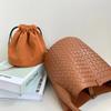 New woven bucket bag leather women's fashion portable messenger bag child and mother bag niche design portable