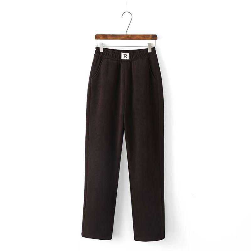 Plus Size Women's Winter Fleece-Lined High Waist Straight Leg Pants