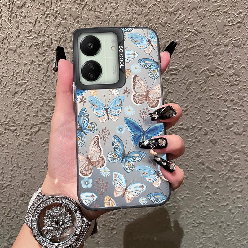 Schutzhülle mit Schmetterlingsmuster für Redmi 13C 4G 5G 12C 10C A1 A2 Plus 9 9A 9i Note 10 11 12 für Xiaomi 11 Lite NE Poco X3 NFC Pro Stoßfeste Stoßstangenabdeckung