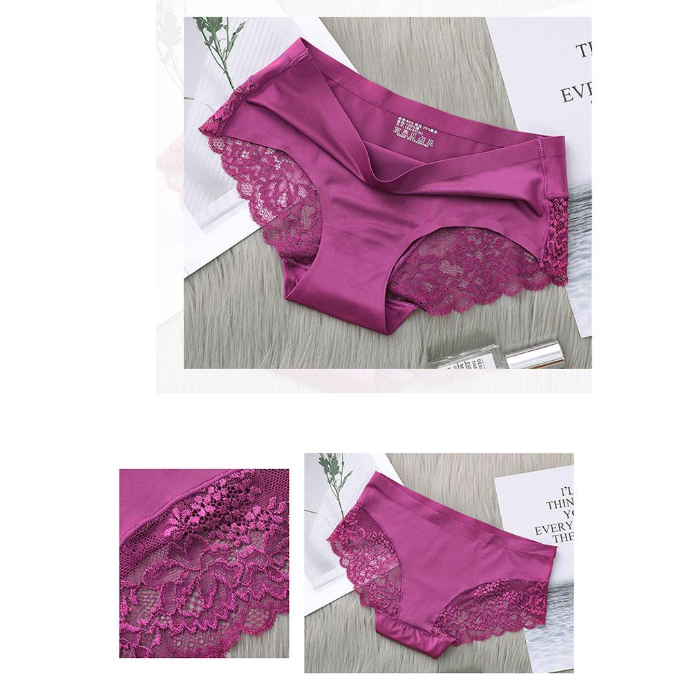 Charmleaks Women’s Panties Sexy Seamless Silky Panties Back Lace Cutout Solid Comfortable Soft Briefs S-2XL 1 PCS