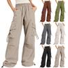 Damskie spodnie cargo z wieloma kieszeniami, luźne, codzienne, kolorowe spodnie