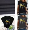 Stylish Women Floral Daisy Printed Basic T-shirt Versatile Short Sleeve Blouse For Casual Wear