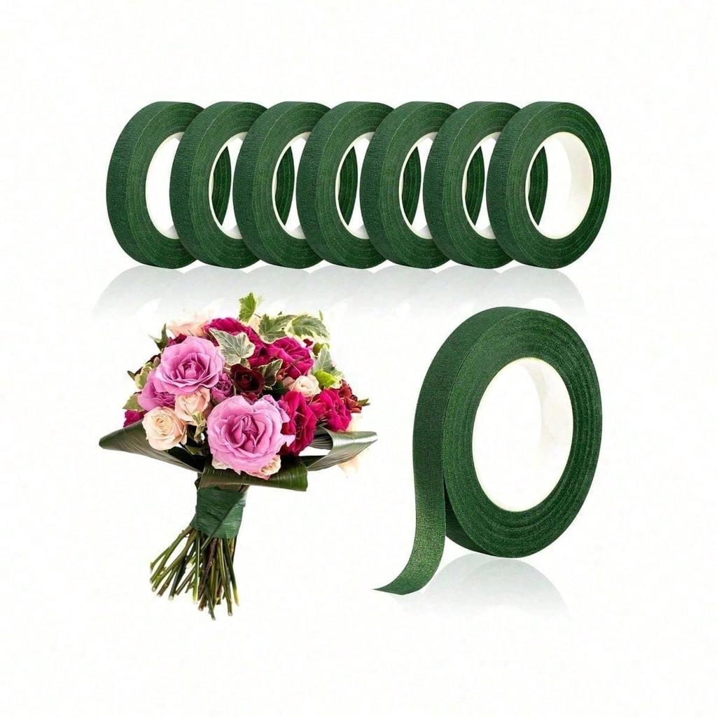 3Rolls Green Floral Tape, DIY Wedding Bouquet Stem Wrapping Material, Flower Shop Valentine's Day Mother's Day Father's Day Bouquet Packaging Material