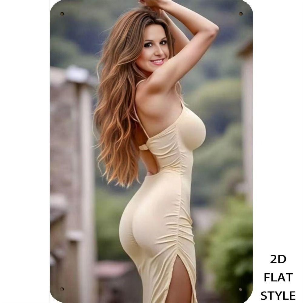 Metal Poster Vintage Lady 20x30cm Home Wall Decor