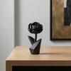 3D Printed Flower Figurine, Small Black Peony Tabletop Ornament for Office Executive Desk, Living Room, Bedroom Shelf Decor