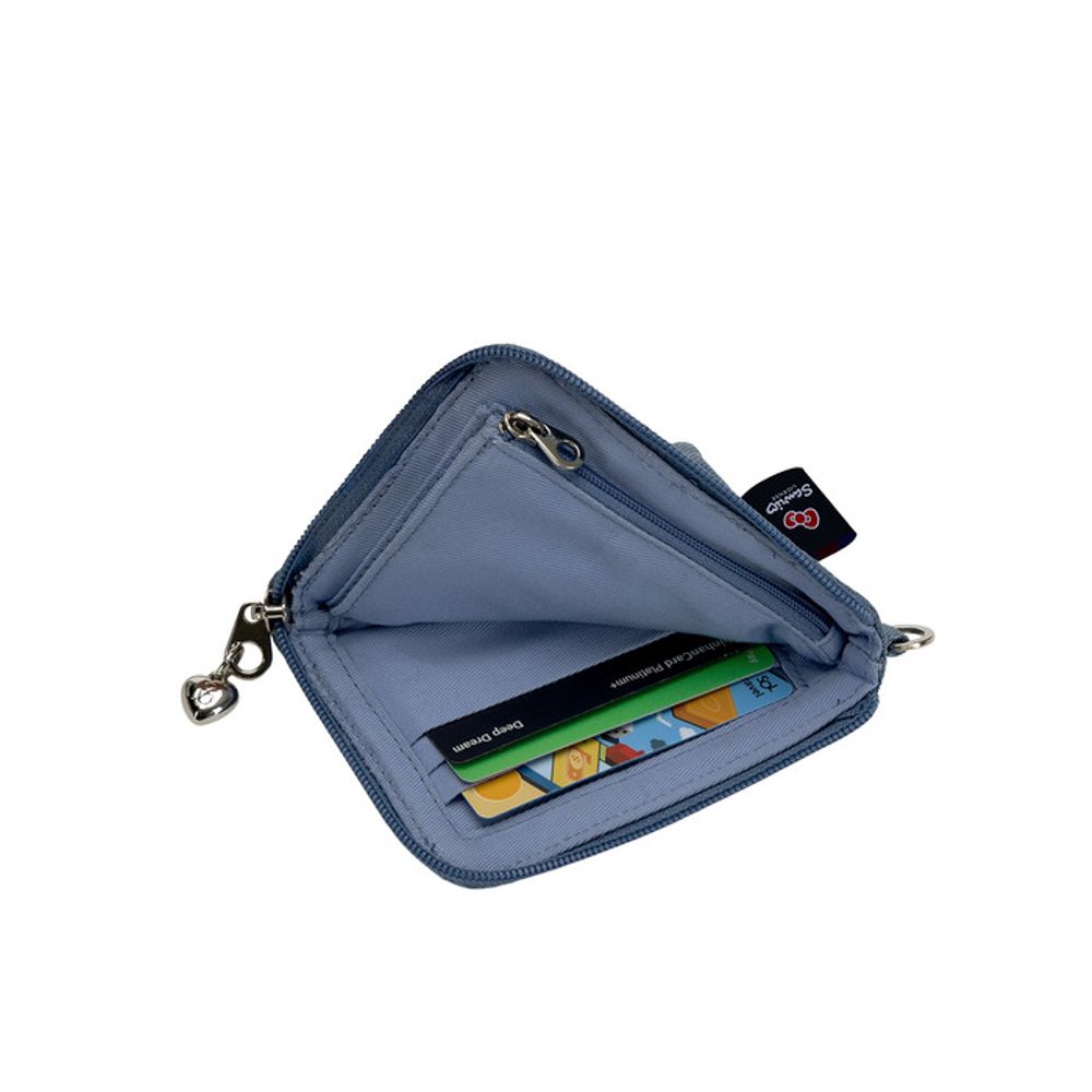 JOSEPH & STACEY Denim Keyring Card Wallet Hello Kitty Washed Blue