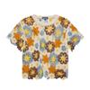 PENFIELD Women'S Floral Jacquard Knit Short Sleeve Brown_Fr2Kt24F