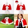 Xmas Red Velvet Santa Claus Hooded Cloak With Hat For Kids Adults